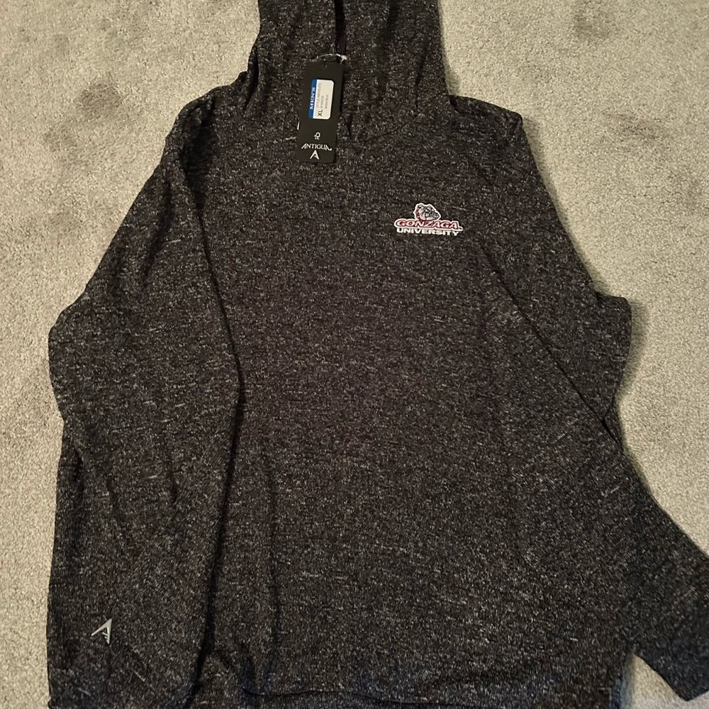 Gonzaga University Gray Hooded Sweatshirt with Bulldog Logo New